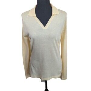 Babe Didrikson Vintage Womens Sweater 100% Cashmere Yellow Preppy Golf Medium